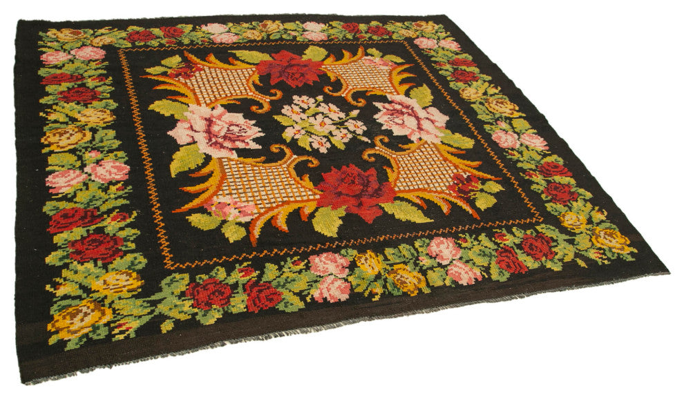 Rug N Carpet - Handmade Oriental 6' 1'' x 6' 5'' Antique Rose Kilim Rug