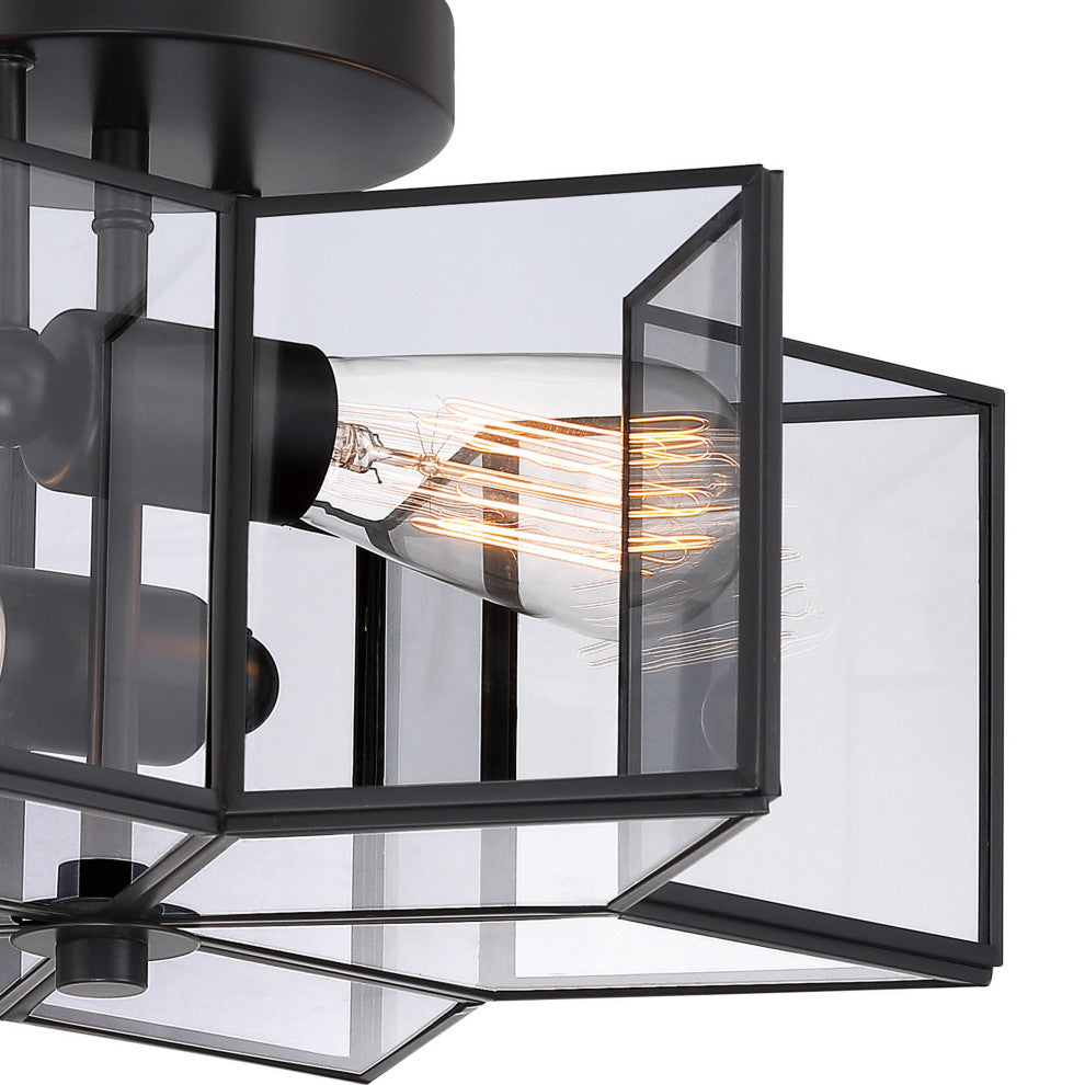 2 Light 16.14'' Unique/Statement Star Semi Flush Mount, Grey