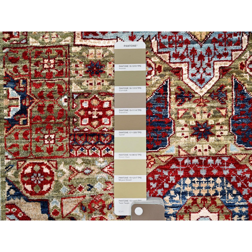 Green, Hand Knotted, Mamluk Design, Pure Wool, XL Runner Rug, 2'4"x24'7"