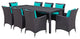 9 Piece Outdoor Dining Set, Faux Wicker Rattan, Blue