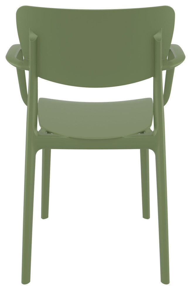 Lisa Outdoor Dining Arm Chair, Set of 2, Olive Green