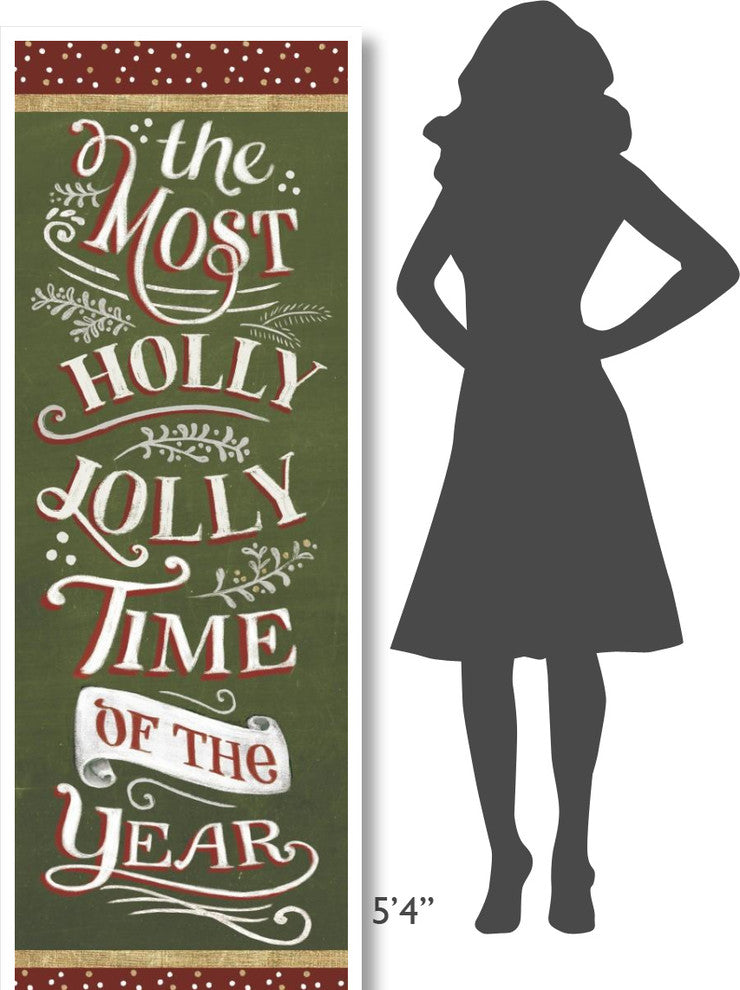 "Santas List Holly Jolly" Digital Paper Print by Janelle Penner, 26"x74"