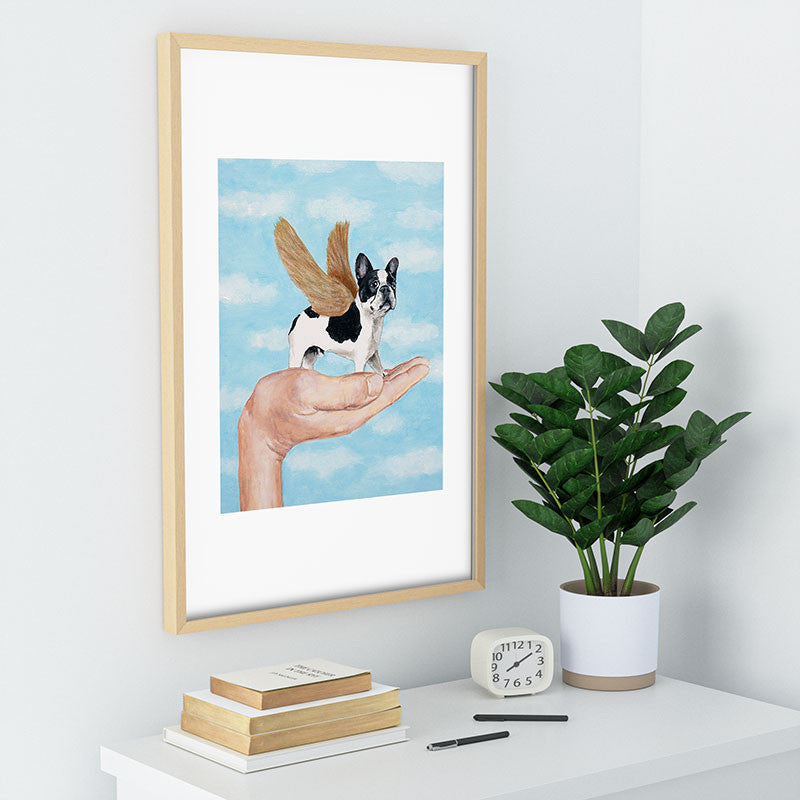 Coco De Paris Frenchie With Golden Wings Recessed Framing Rectangle