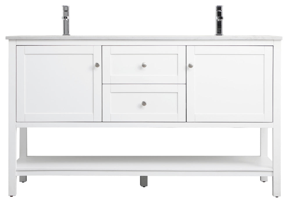 60" Double Bathroom Vanity, White