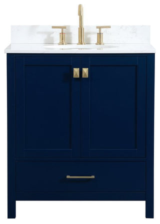 Iris Single Bathroom Vanity, Blue, 30", With Backsplash