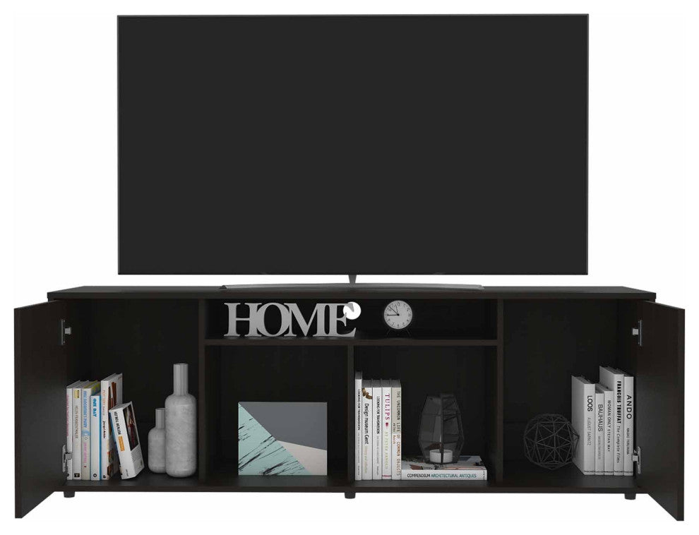 Black TV Stand Media Center With Two Cabinets
