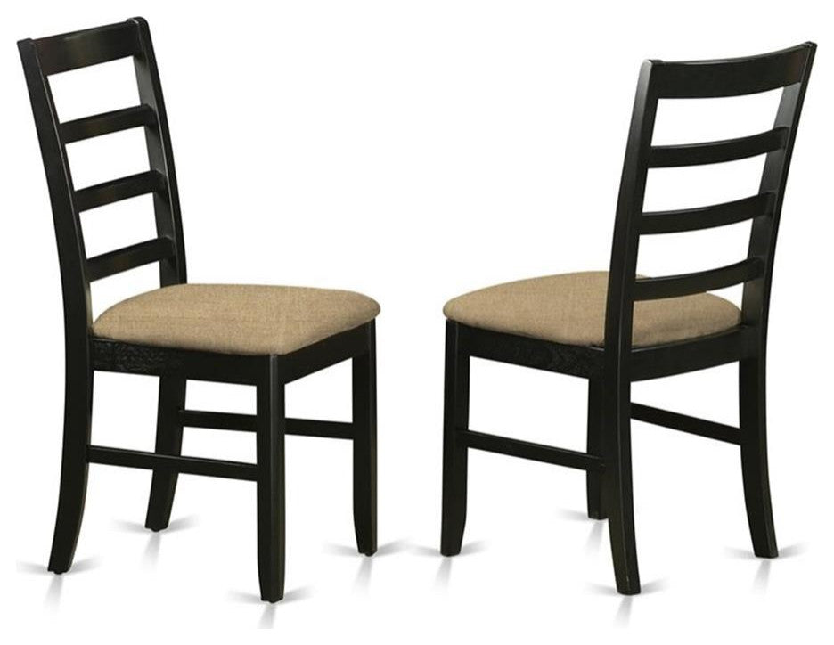 East West Furniture Parfait 38" Fabric Dining Chairs in Black (Set of 2)