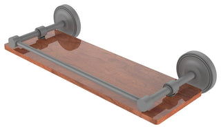 Prestige Regal 16" Solid Wood Shelf with Gallery Rail, Matte Gray
