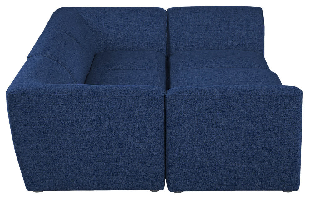 Miramar Linen Textured Fabric  6-Piece Modular U-Shaped Sectional, Navy