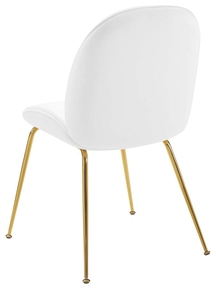 Side Dining Chair, Velvet, Metal, White, Modern, Bistro Restaurant Hospitality