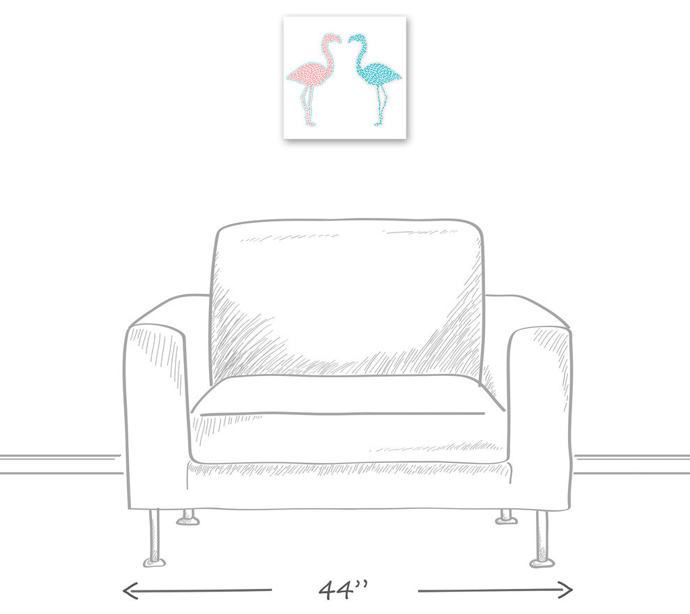 Pink and Blue Flamingos 12x12 Canvas Wall Art