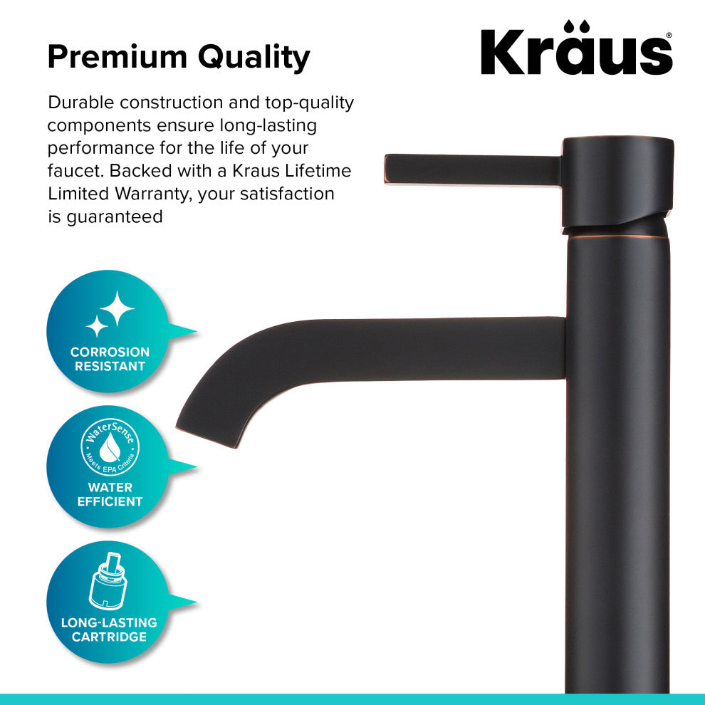 Ramus Single Handle 1-Hole Vessel Bathroom Faucet, Oil Rubbed Bronze