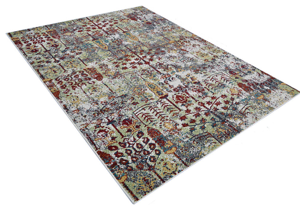 MACHINE MADE HEATSET POLYPROPYLENE AREA RUGS -Multicolor,Contemporary Design, [Rectangle] 4'x6'