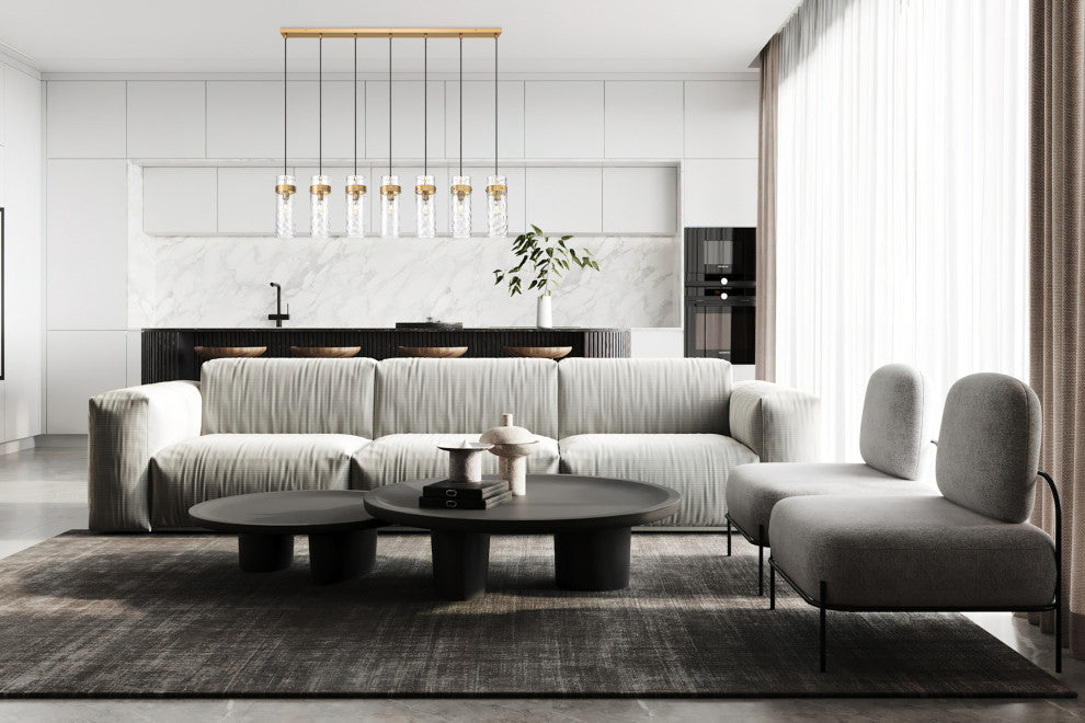 Z-Lite 7002P5-7L Fontaine 7 Light 57"W Linear Chandelier - Matte Black