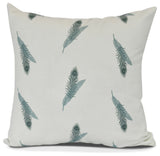 Feather Stripe, Floral Print Pillow, Green, 20" x 20"