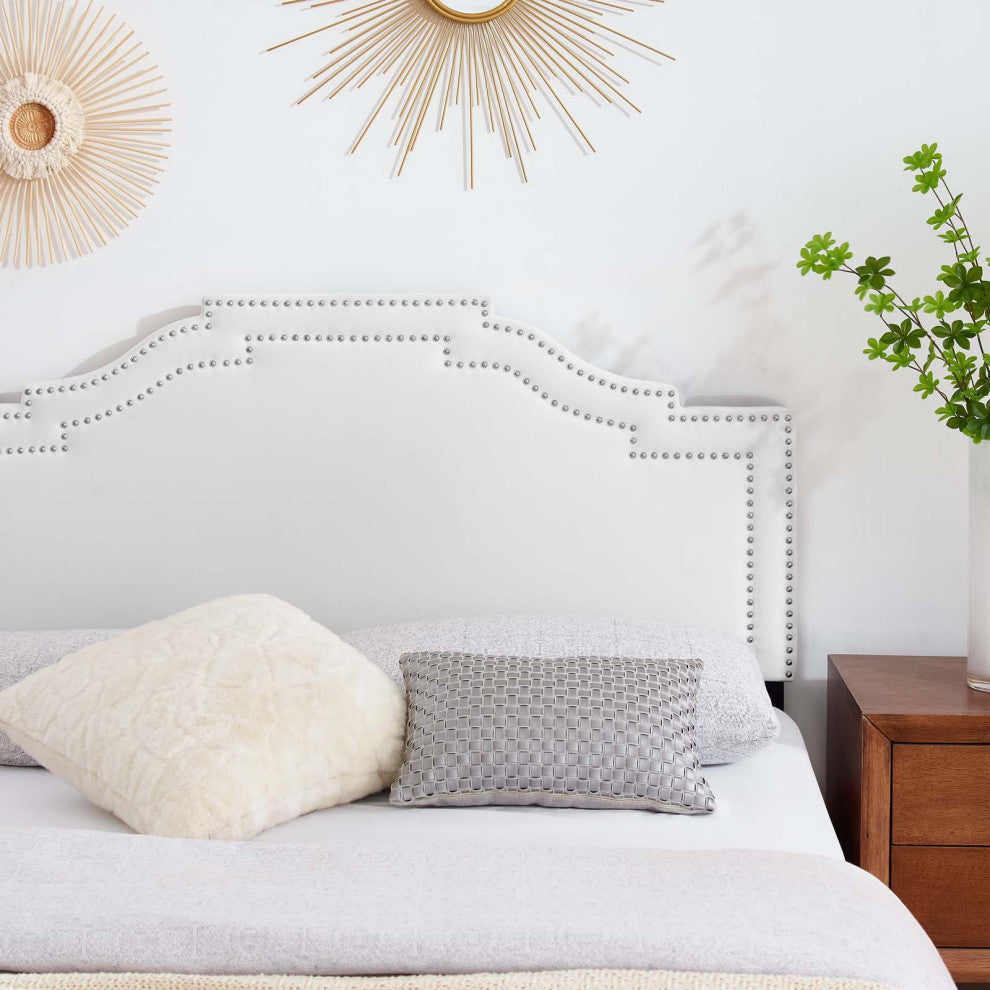 Headboard, King Size, Velvet, White, Modern Contemporary, Bedroom Master Suite