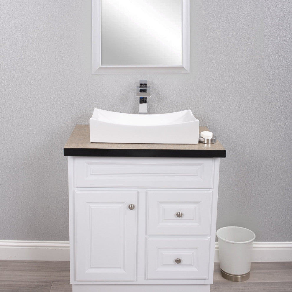 Porcelain Vessel Sink and Faucet Combo Set, Chrome