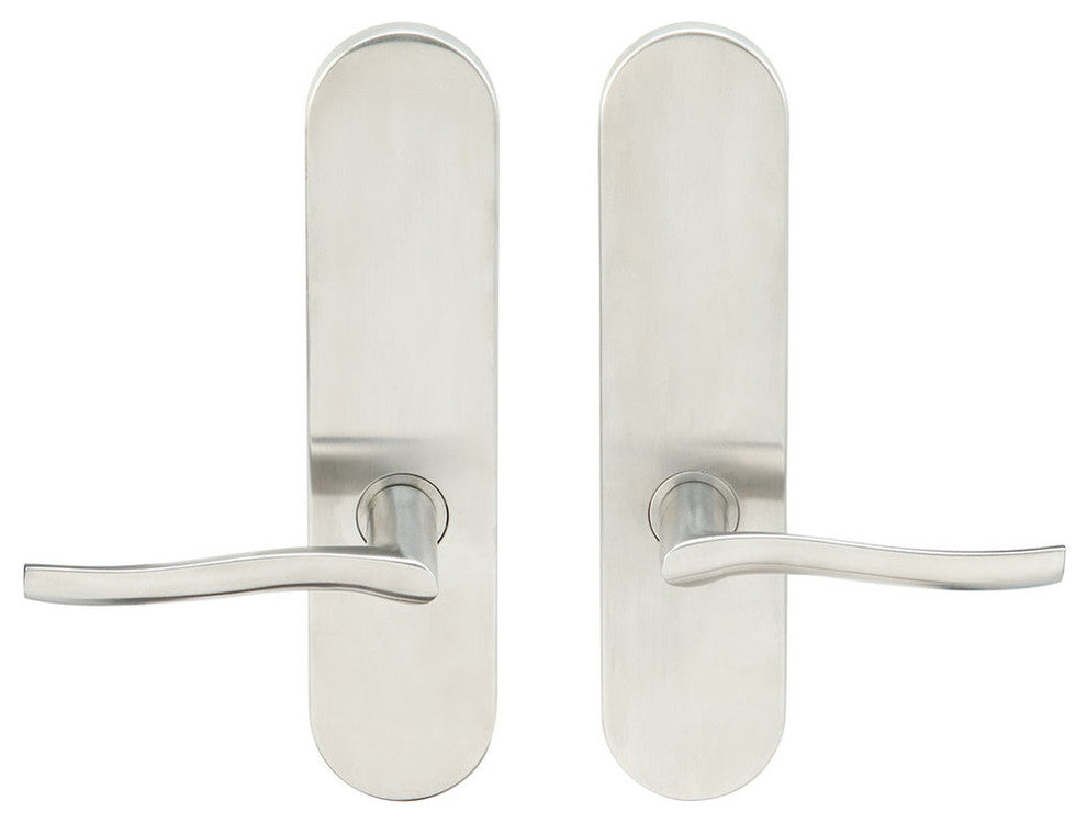 Waterfall Lever, Tubular Full Dummy Pair, Left Hand, Satin Stainless Steel