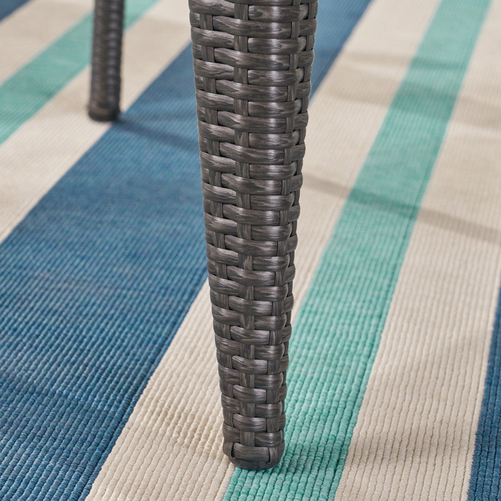 GDF Studio Daisy Outdoor Gray Wicker Dining Chair, Set of 2