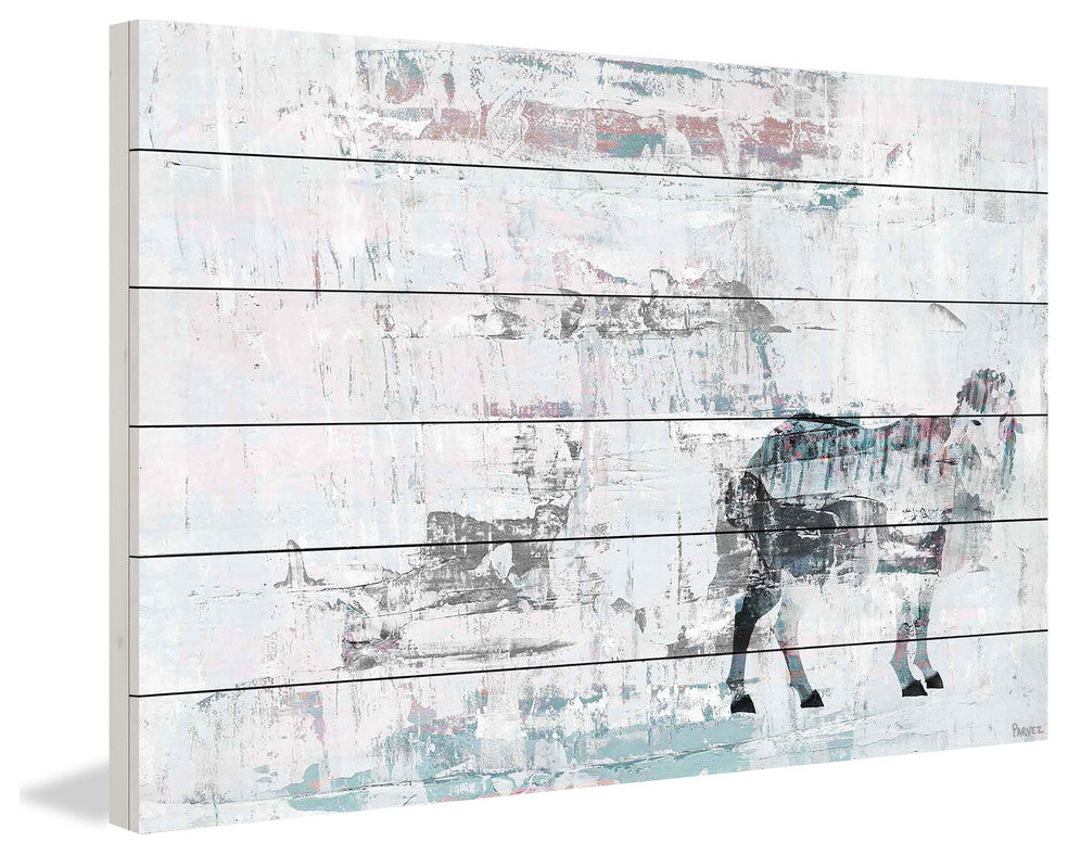 "Snow Ram" Painting Print on White Wood, 18"x12"