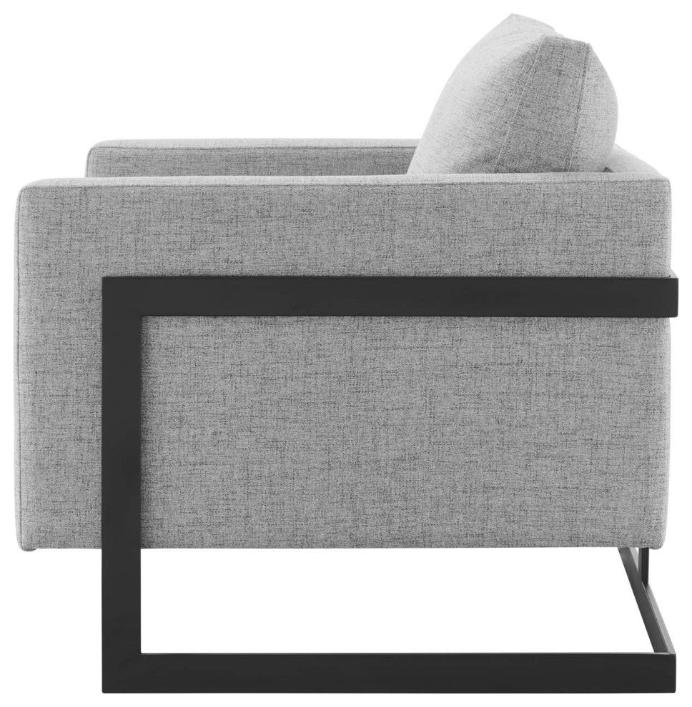 Accent Chair, Fabric, Metal, Black Gray, Modern, Living Lounge Hospitality