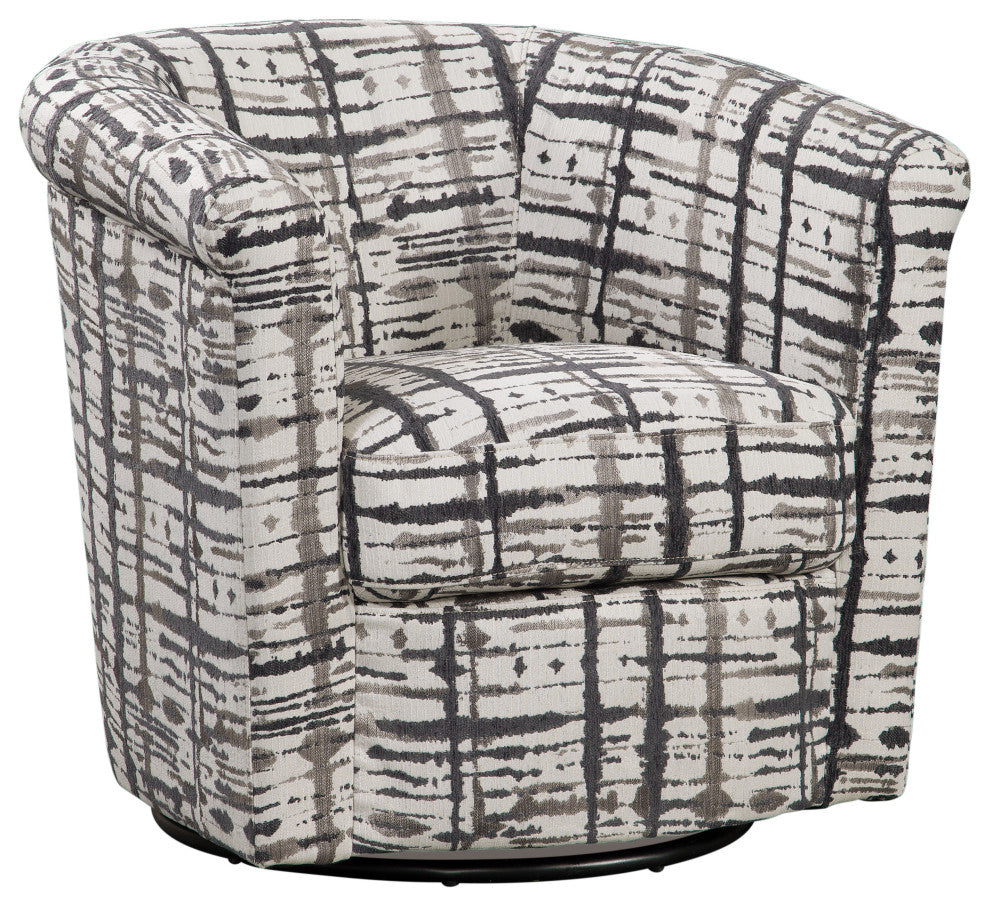 Marvel 360 Swivel Barrel Chair by Grafton Home, Slate Grey Splatter
