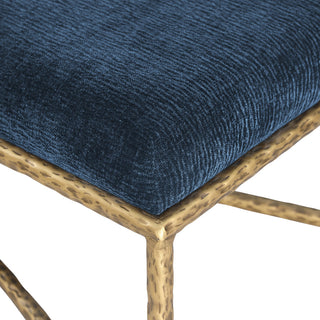 Valley Upholstered Bench, Navy, 54" W x 18" D, Gold, Chenille Fabric
