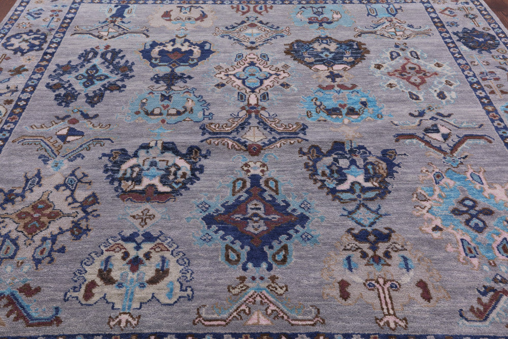 9' Square Handmade Turkish Oushak Wool Rug - Q13574