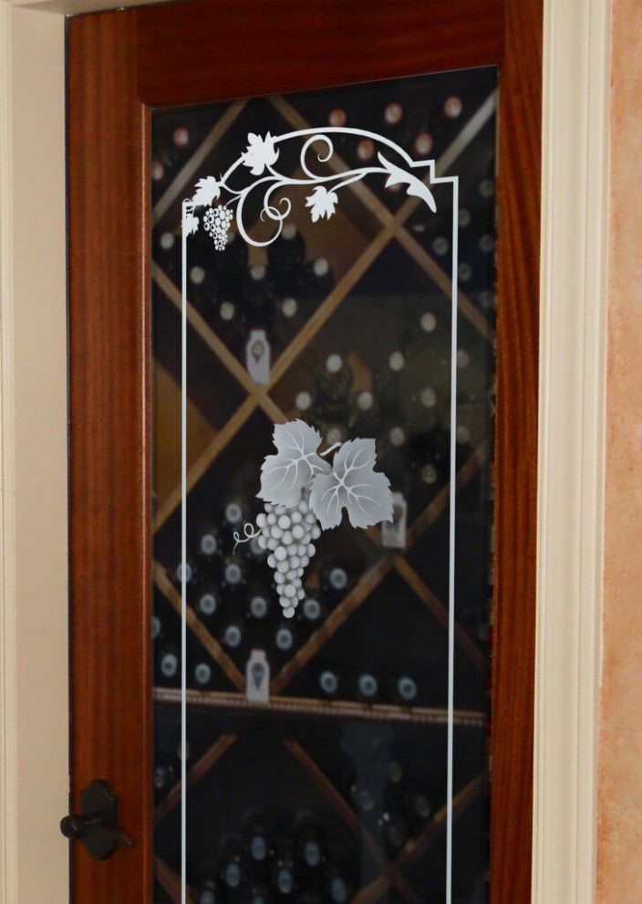 Wine Door - Grape Cluster Grape Ivy - Primed - 32" x 96" - Knob on Left -...
