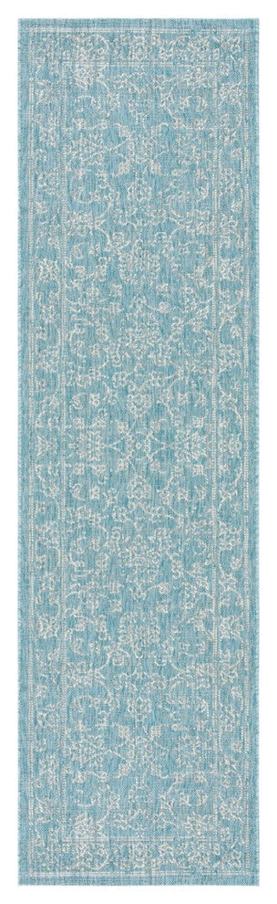 Safavieh Courtyard Cy8680-37121 Outdoor Rug, Aqua and Gray, 5'3"x5'3" Square