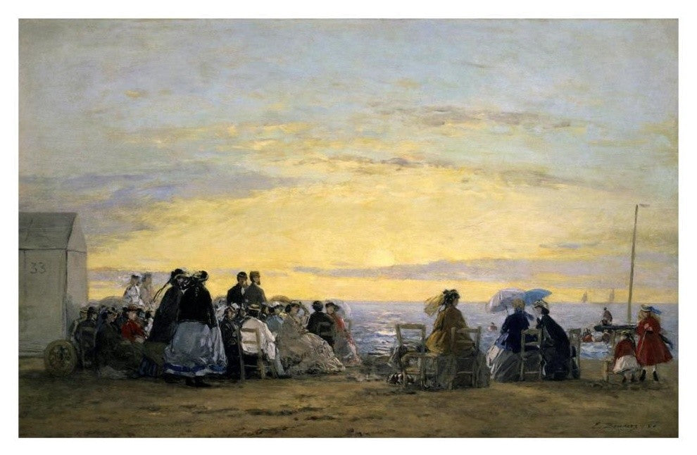 "On the Beach, Sunset" Digital Paper Print by Eugene Boudin, 32"x21"