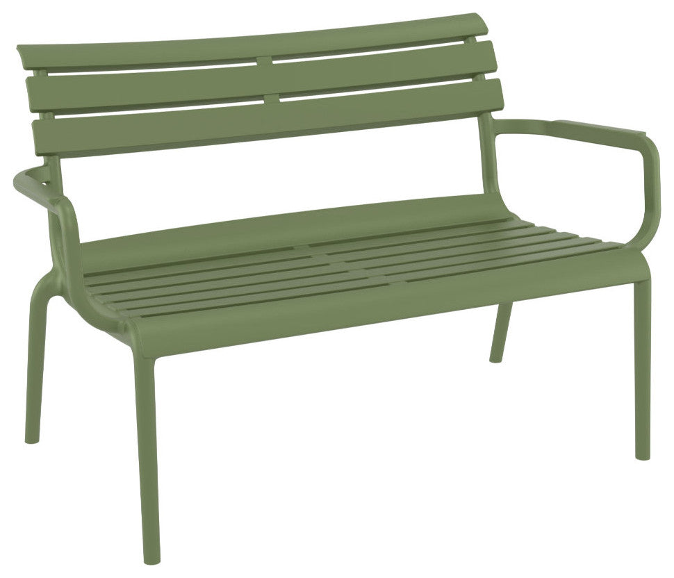 Paris Outdoor Bench Olive Green