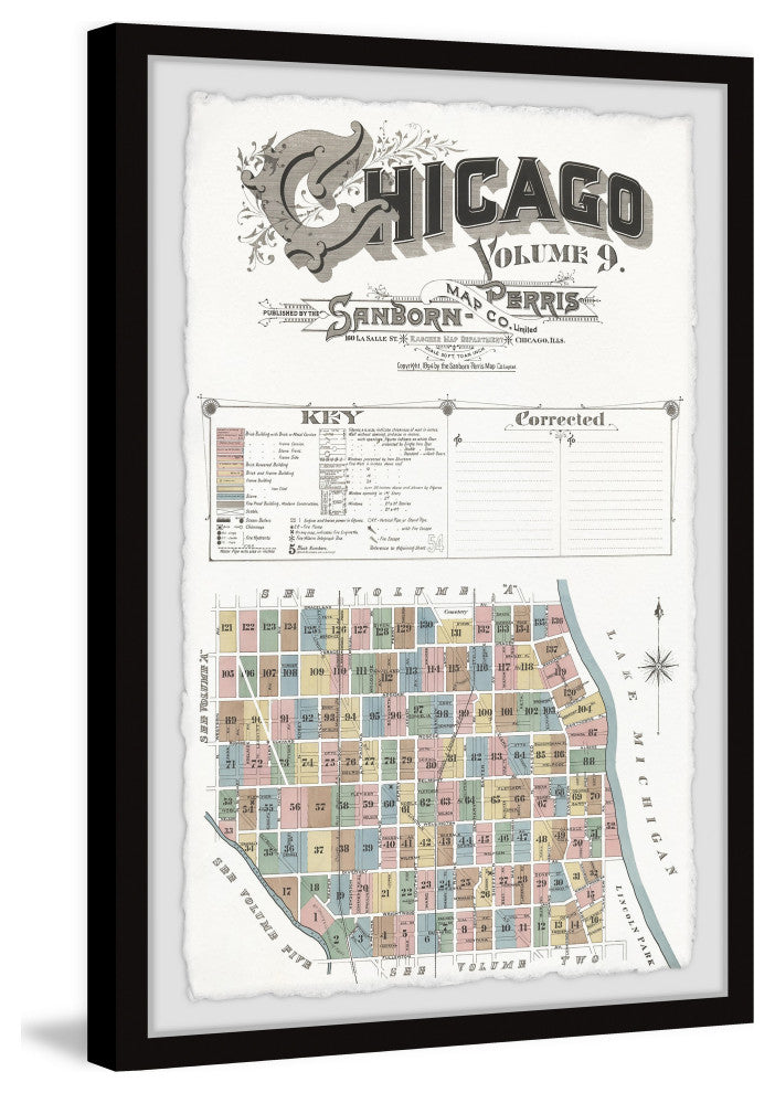 "Chicago Block Map" Framed Painting Print, 24x36