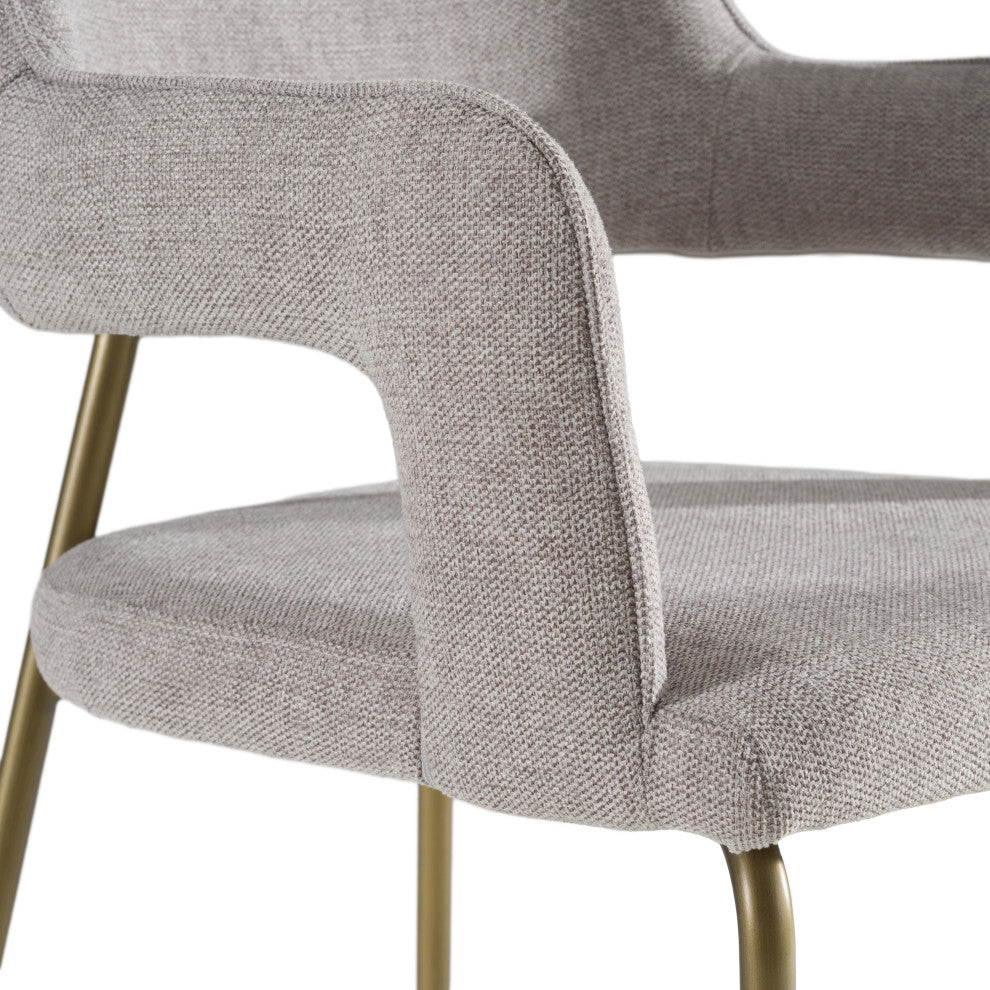 Modrest Childers Modern Grey Fabric + Antique Brass Dining Chair