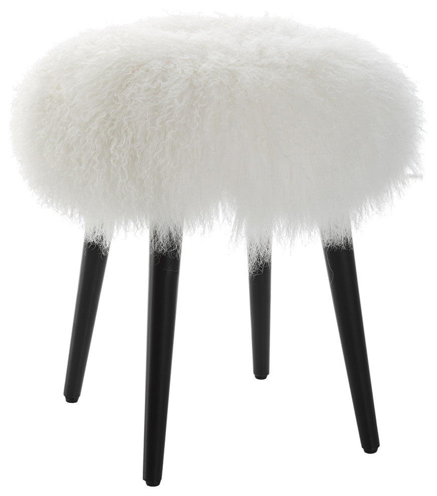 Wooly Sheepskin Accent Stool