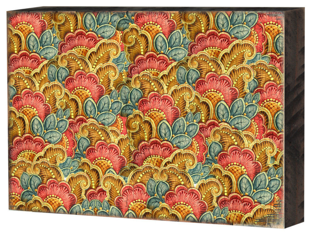 Decorative Pattern Wooden Block, 7"x5.5"