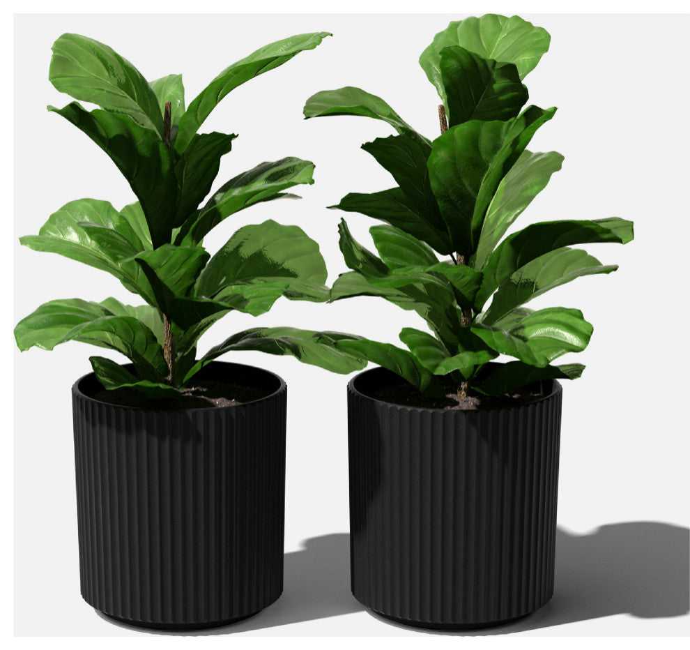 Veradek Demi Series Planter, Black, 16", 2 Pack