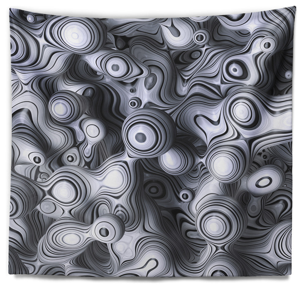 3D Abstract Wavy Bubbles Abstract Wall Tapestry, 80"x68"