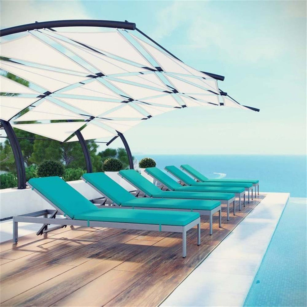 Shore Chaise with Cushions Outdoor Patio Aluminum, Set of 6