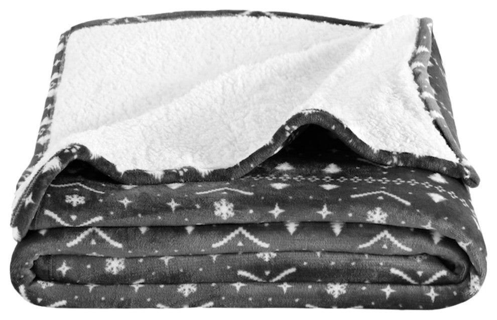 Fleece Sherpa Blanket, Alpine Graphic, Twin/Twin XL