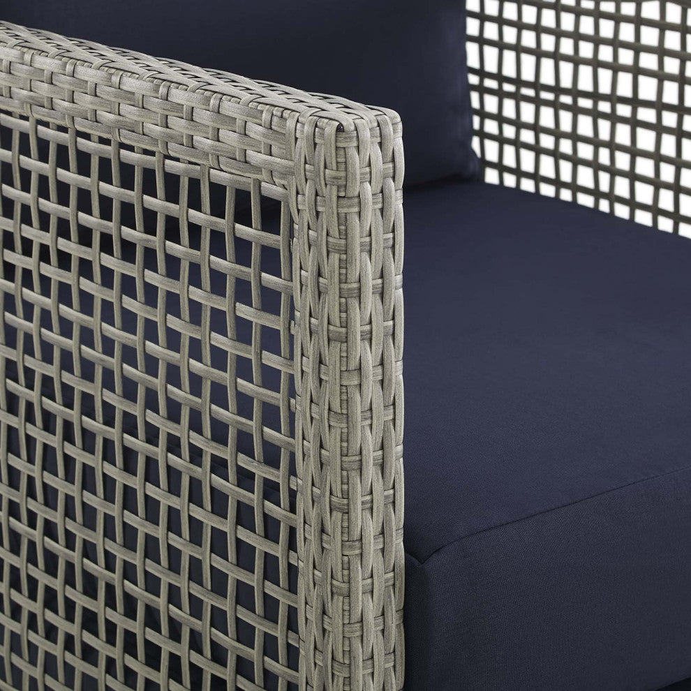 Aura 3 Piece Outdoor Patio Wicker Rattan Set, Gray Navy