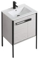 Oakville Bath Vanity, Ceramic Sink, Mild Grey Oak, 24 Inch, Black Hardware
