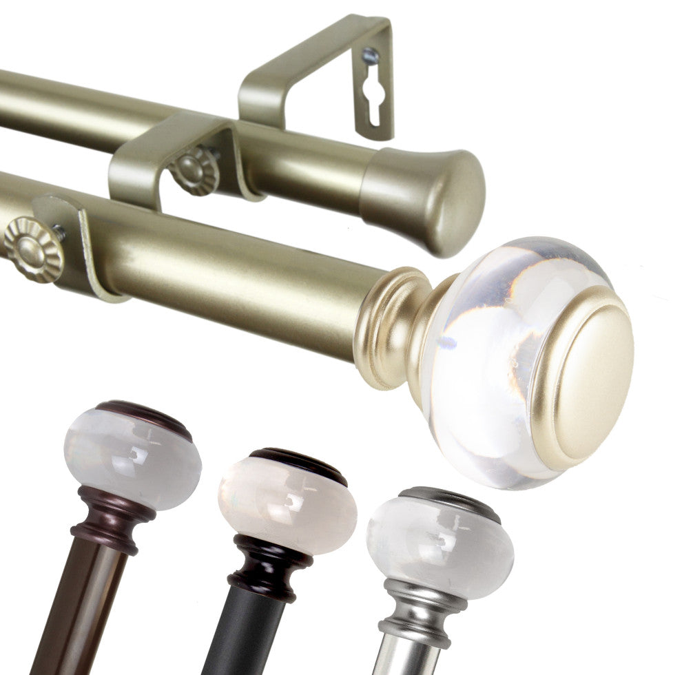 Leilani 1" Diameter Double Curtain Rod, Black, 28-48"