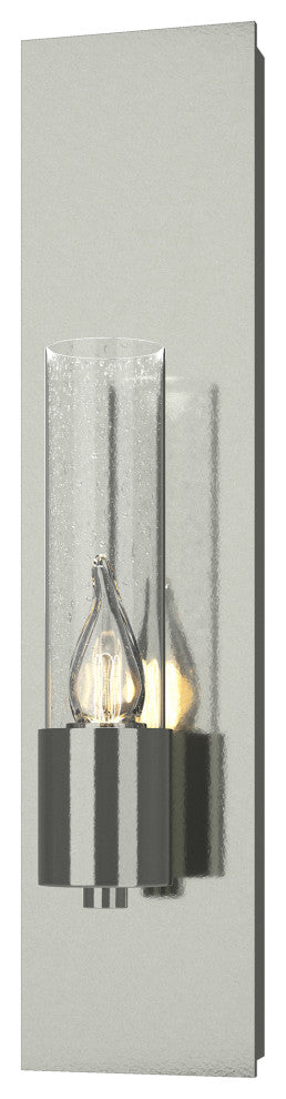 Pillar 1 Light Sconce, Sterling Finish, Seeded Clear Glass