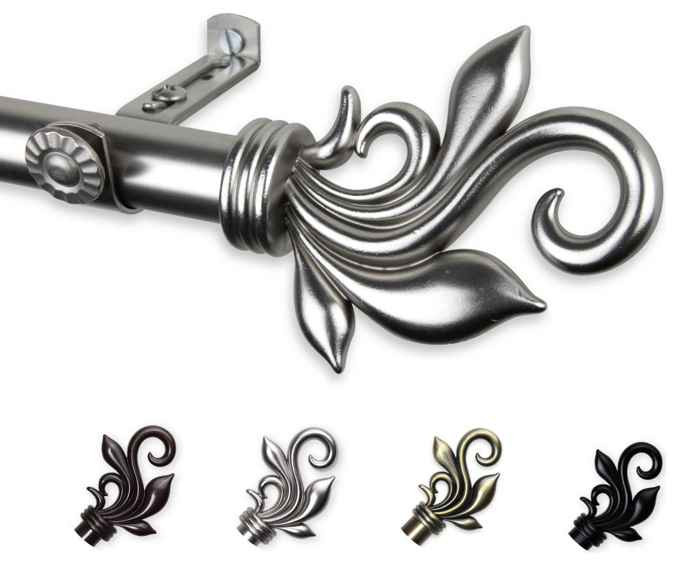 Giles 13/16" dia. Curtain Rod, Satin Nickel, 18-28"