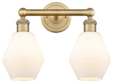 Cindyrella 2-Light 15" Bath Vanity Light, Brushed Brass, Cased Matte White Shade
