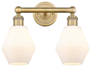 Cindyrella 2-Light 15" Bath Vanity Light, Brushed Brass, Cased Matte White Shade