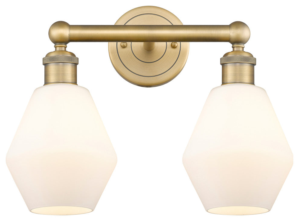 Cindyrella 2-Light 15" Bath Vanity Light, Brushed Brass, Cased Matte White Shade