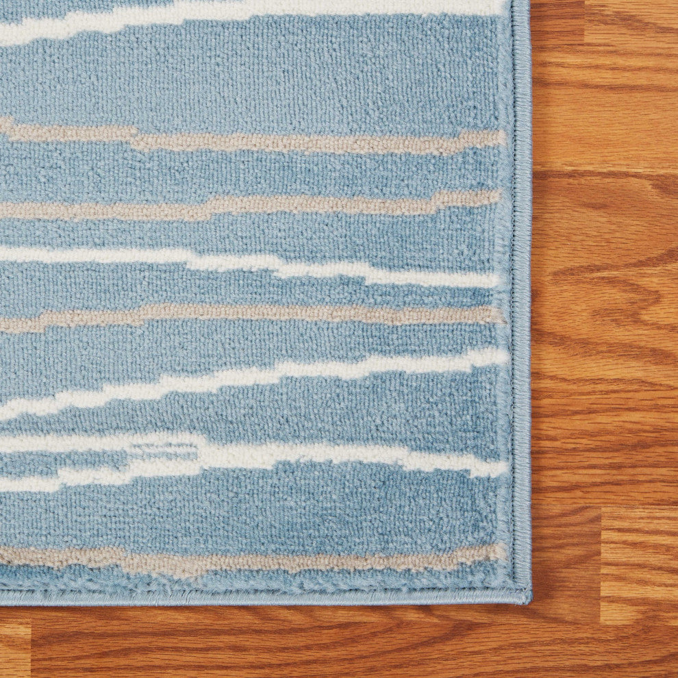 9" x 12" Blue Contemporary Waves Area Rug