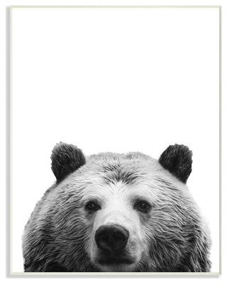 Black and White Large Bear Head Animal Design, 12"x18"